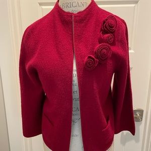 100% Red Boiled Wool Sweater